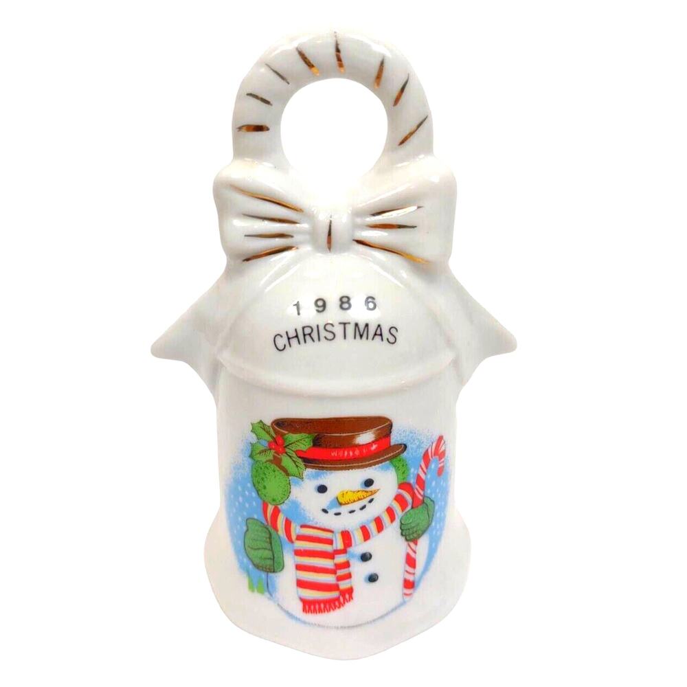 Vintage Christmas Bell 1986 Snowman Xmas Bell VTG 86 Kitschy Xmas Bell